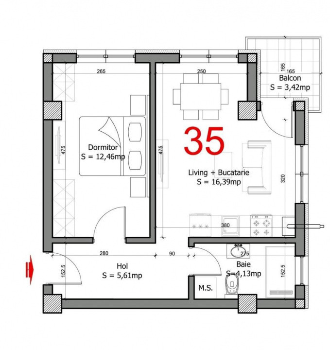 Apartament 2 Camere de inchiriat Tunari strada Stefan Cel Mare